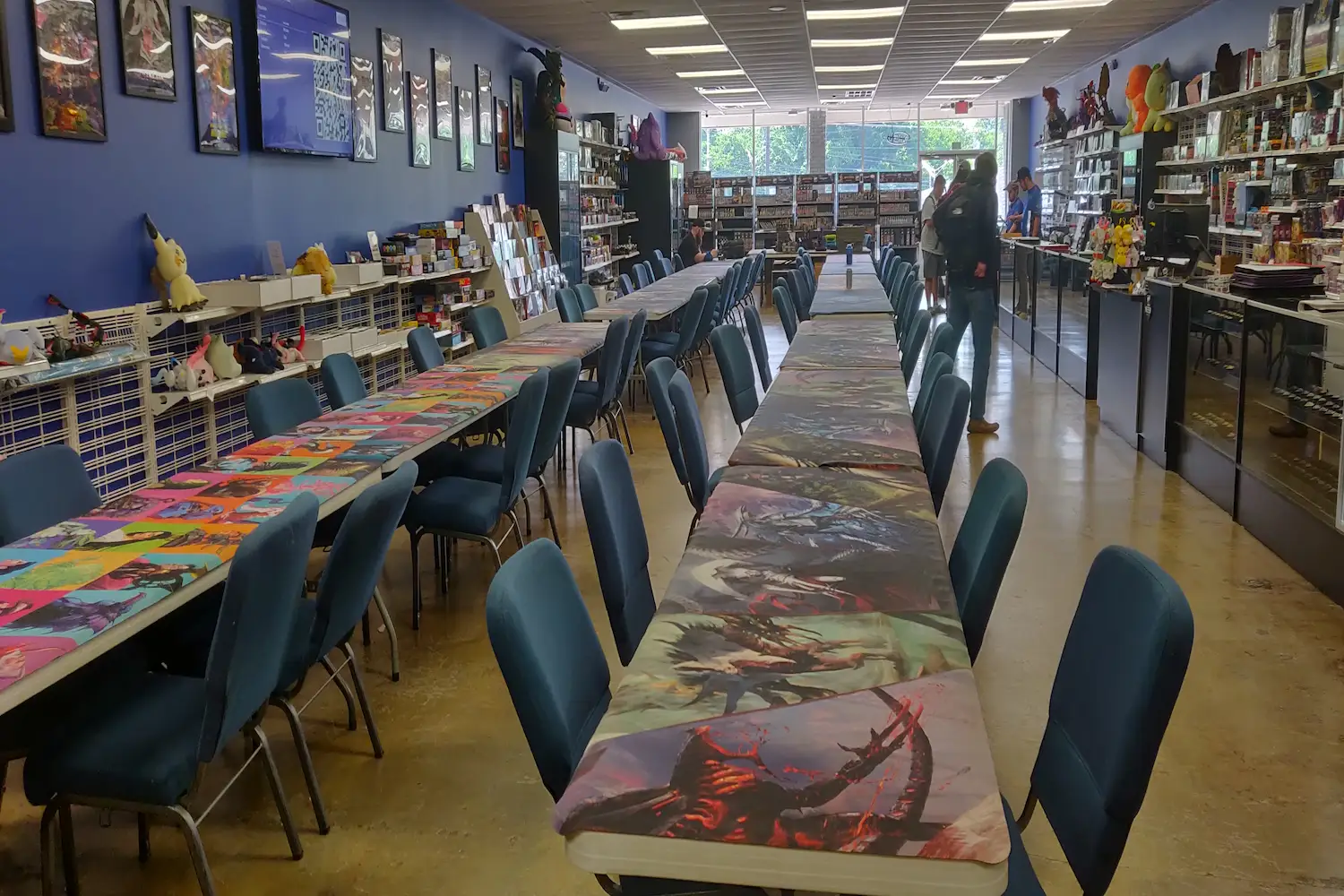 A game store with an array of gaming tables